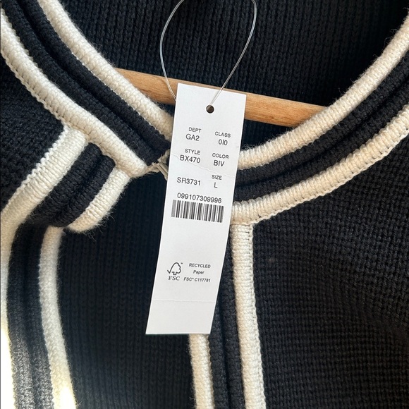 J. Crew Emilie Sweater Lady Jacket - Black and White Striped Contrast Trim - Picture 9 of 14